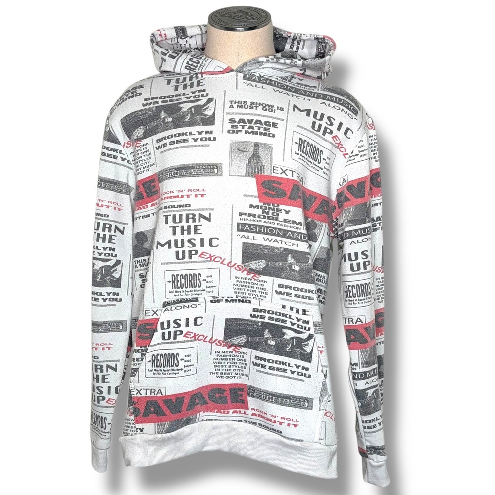 Y2K Seven Souls XL Graphic‎ Print Hoodie "Turn the Music Up" Brooklyn Style